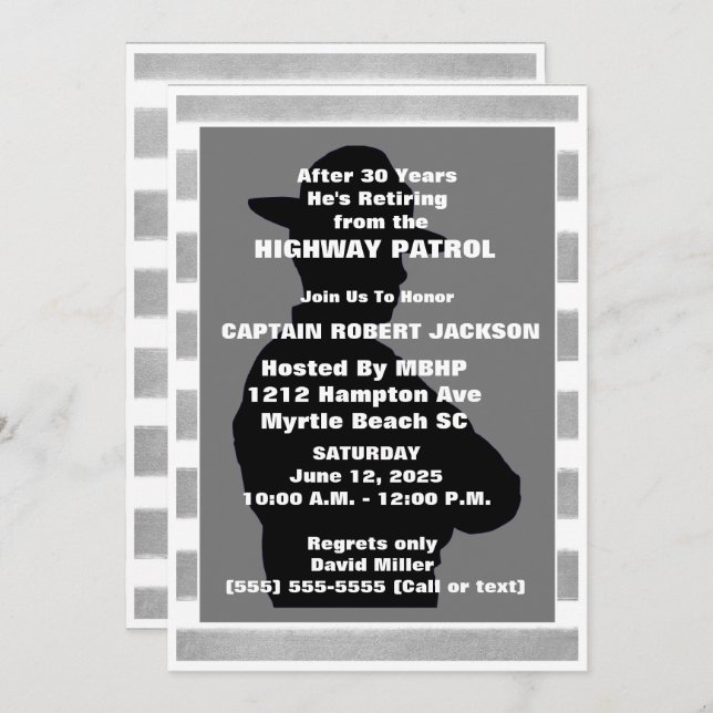 Highway Patrol Retirement Party Invitation (Front/Back)