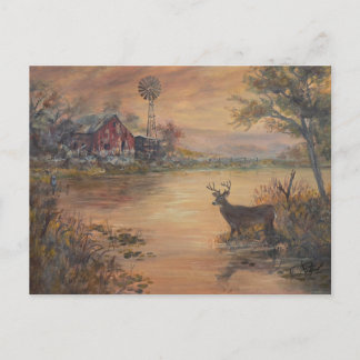 Highway Pond deer Postcard