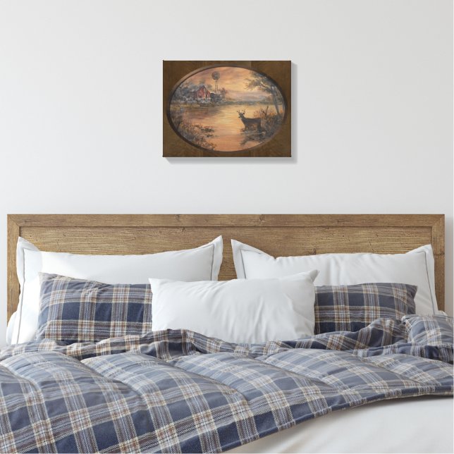 Highway Pond oval Canvas Print (Insitu(Bedroom))