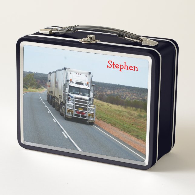 Highway Road Semi Truck Metal Lunch Box (Front)