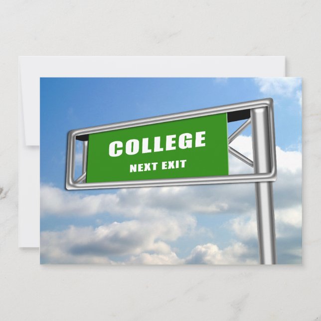Highway Sign Graduation College Next Invitation (Front)