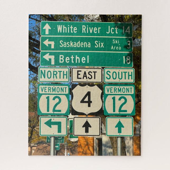 Highway Signs in Woodstock, Vermont Jigsaw Puzzle (Vertical)