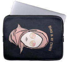 Hijab is My Crown Illustration Black Brown Gold