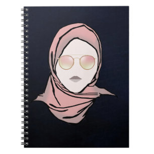 Hijab Pride Navy background Hijabi Illustration Notebook