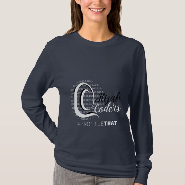 Hijabi Coders - Black and White T-Shirt (Front)