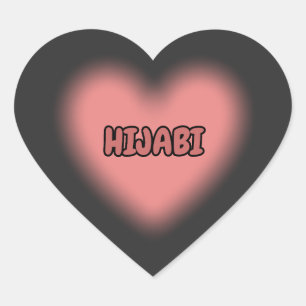 HIJABI Cute Pink Heart Hijab Design Sticker