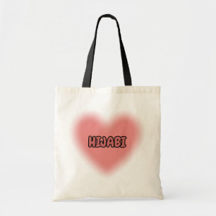 HIJABI Cute Pink Heart Hijab Design Tote Bag