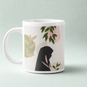 Hijabi Girl Monogram Mug Sage Green & Gold Boho