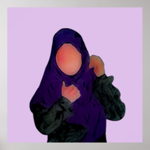 Hijabi - Muslimah - Hijab Hand drawn - Hijab Girl Poster