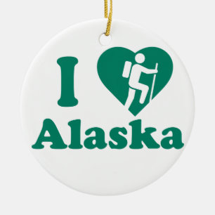 Hike Alaska Ceramic Tree Decoration