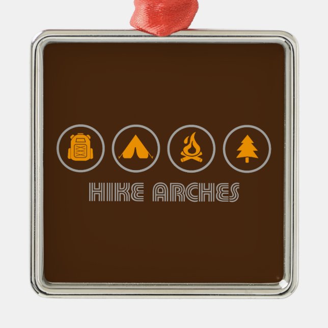 Hike Arches National Park Metal Tree Decoration (Front)