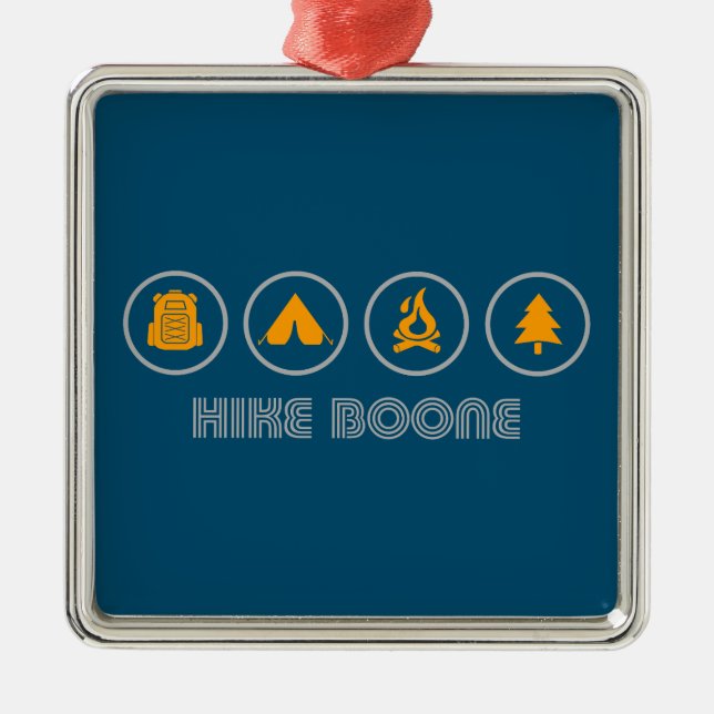 Hike Boone North Carolina Metal Tree Decoration (Front)
