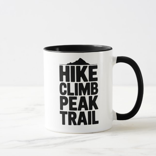 Hike Climb Peak Trail Mountain Typography Mug (Right)