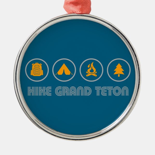 Hike Grand Teton National Park Metal Tree Decoration (Front)