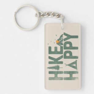 Hike Happy Camper Hiker Hiking Family Personalized Key Ring