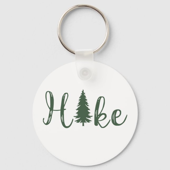 Hike hiking logo for hikers with pine tree key ring (Front)