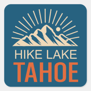 Hike Lake Tahoe Sunburst Square Sticker