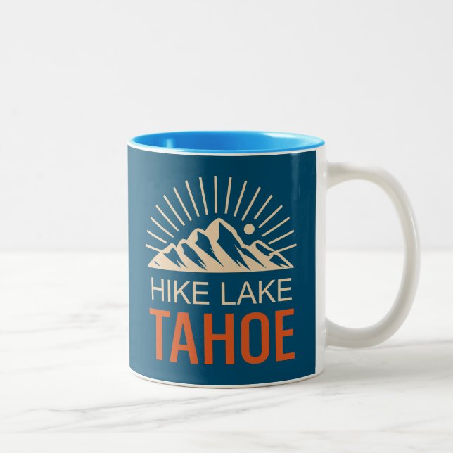 Hike Lake Tahoe Sunburst Two-Tone Coffee Mug (Right)