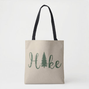 Hike logo pine tree hiking lover tote bag