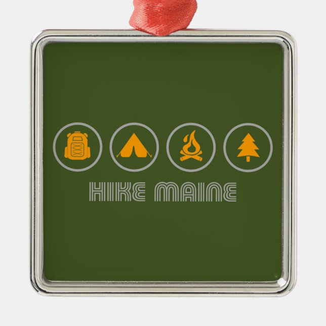 Hike Maine Metal Tree Decoration (Front)