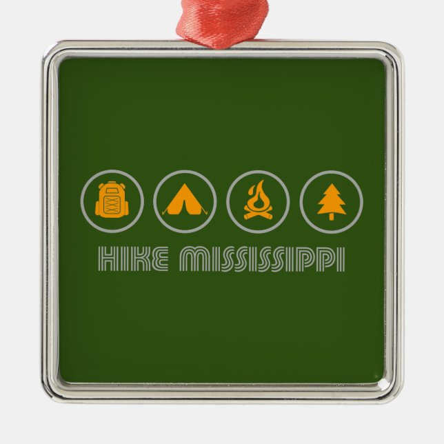 Hike Mississippi Metal Tree Decoration (Front)