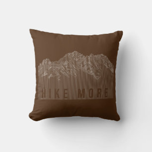 Hike More Mountains White Cushion