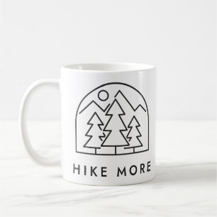 Hike More Pine Trees and Mountains Drawing Coffee Mug