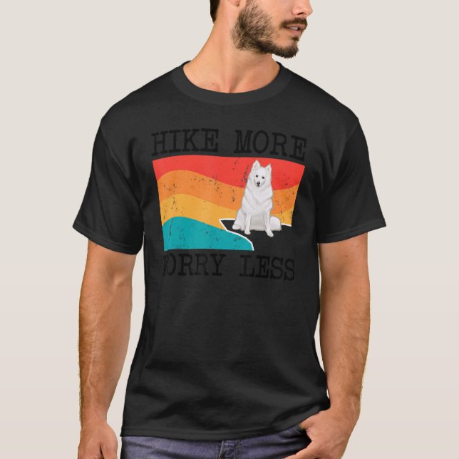 Hike More Worry Less American Eskimo Dog Graphic H T-Shirt (Front)