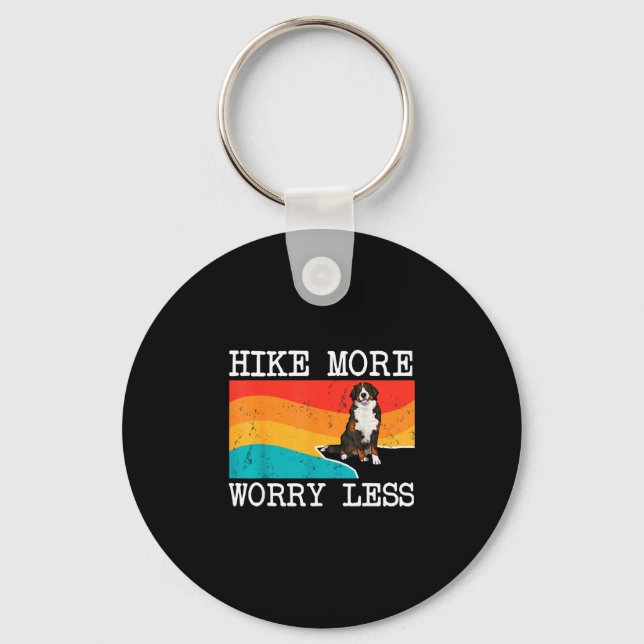 Hike more worry less bernese mountain dog graphic key ring (Front)