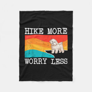 Hike more worry less bichons frise graphic hiking fleece blanket