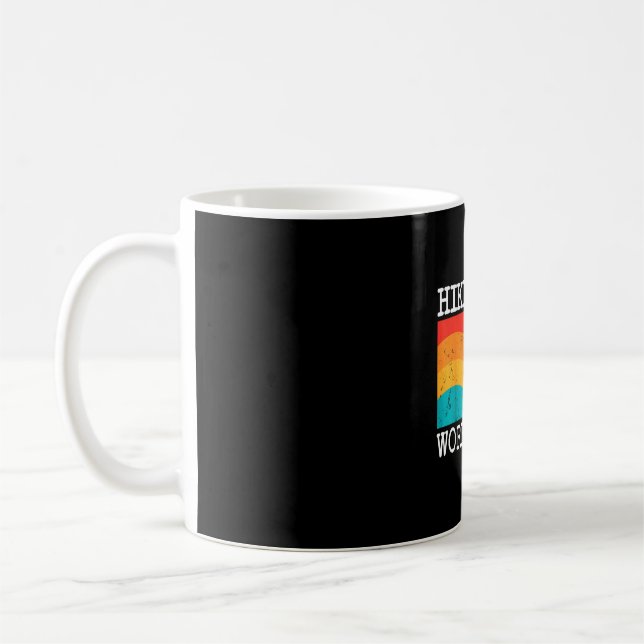 Hike more worry less blue merle dane graphic coffee mug (Left)