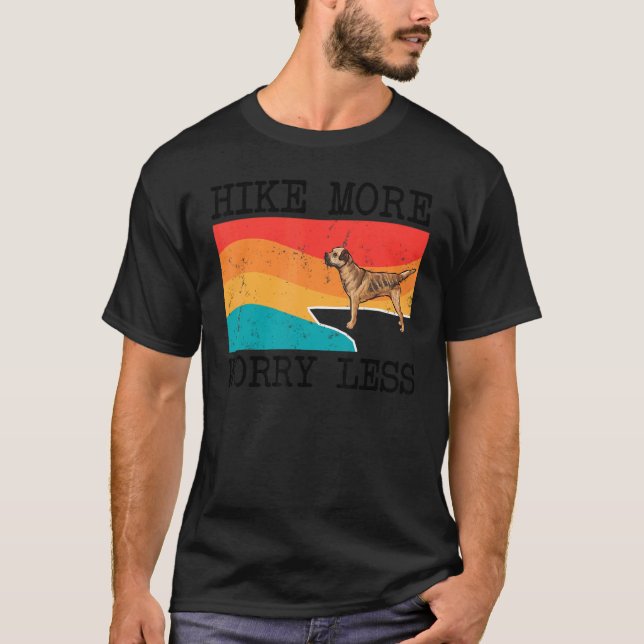 Hike More Worry Less Border Terrier Graphic Hiking T-Shirt (Front)