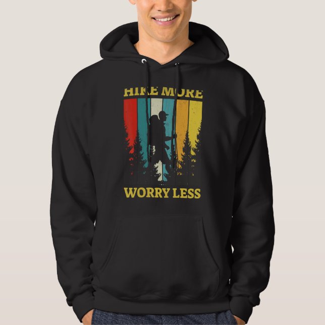 Hike More Worry Less  Campfire Mountains Camping Hoodie (Front)