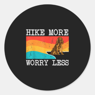 Hike more worry less cocker spaniel graphic hiking classic round sticker