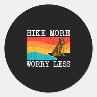 Hike more worry less cocker spaniel graphic hiking classic round sticker
