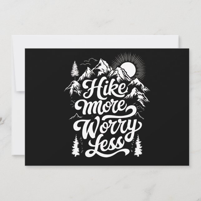 Hike More Worry Less Group Camping Outdoors Hike Invitation (Front)
