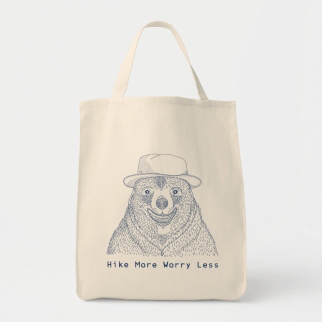 Hike More Worry less / Smiling Bear Tote Bag (Front)