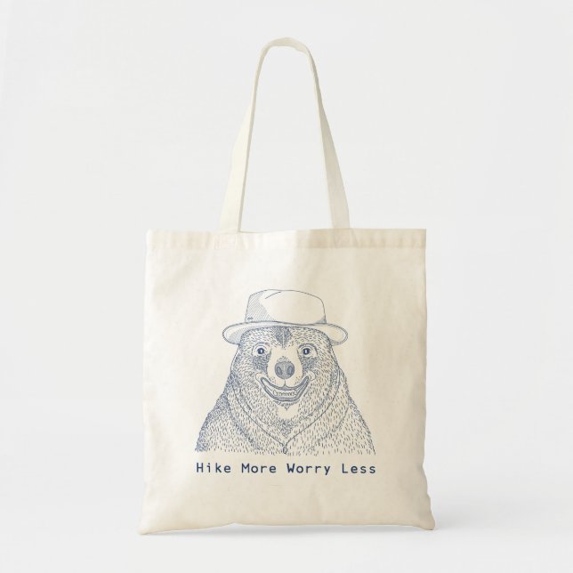 Hike More Worry less / Smiling Bear Tote Bag (Front)