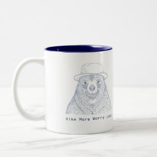 Hike More Worry less / Smiling Bear Two-Tone Coffee Mug