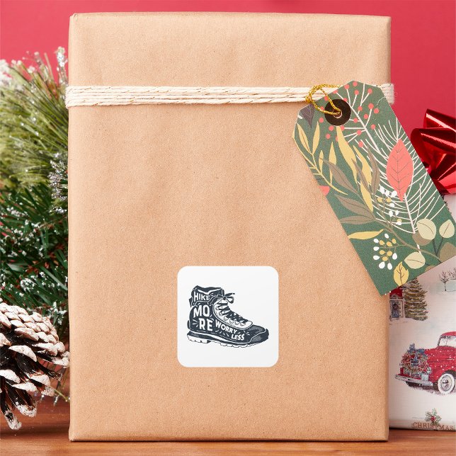 Hike More Worry Less Square Sticker (Creator Uploaded)