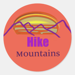 Hike Mountains Purple Simplistic Sunset Sticker