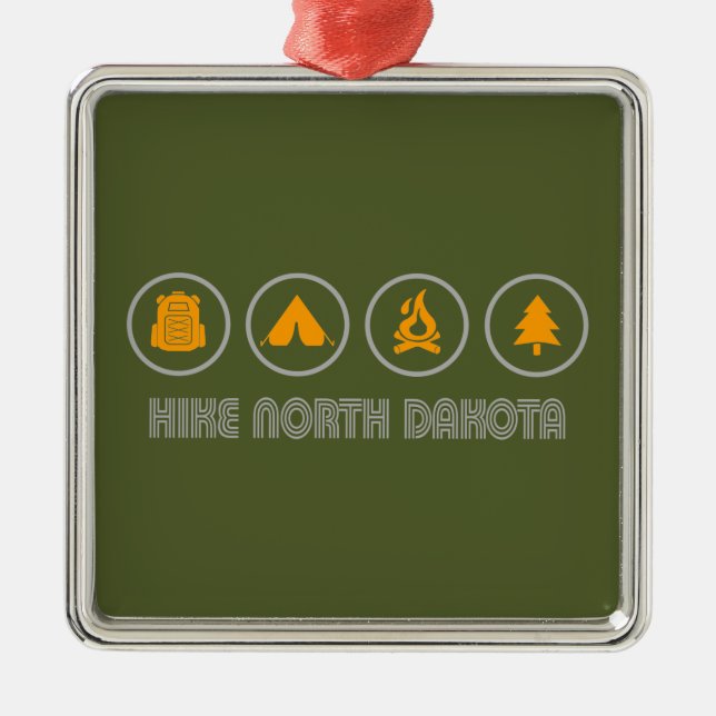 Hike North Dakota Metal Tree Decoration (Front)