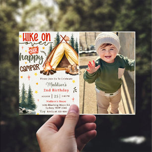 Hike On Our Happy Camper Birthday Party Photo Invitation