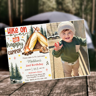 Hike On Our Happy Camper Birthday Party Photo  Invitation