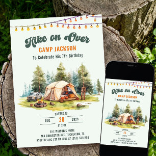 Hike on Over Camping 7th Birthday Party Invitation