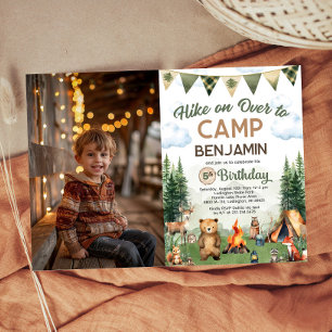 Hike on Over Camping Birthday Photo Invitation