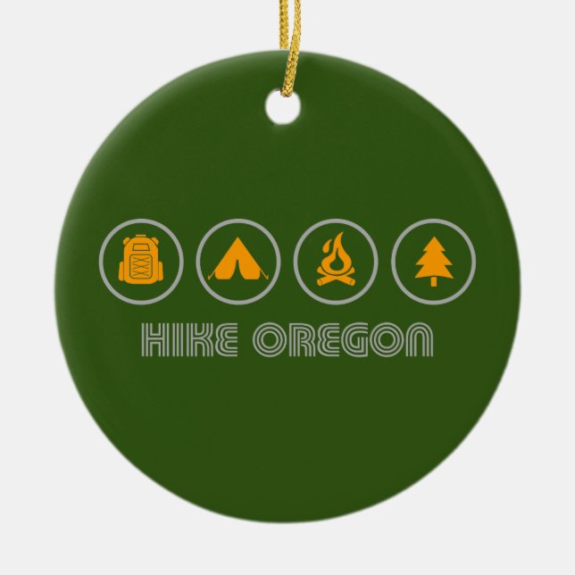 Hike Oregon Ceramic Tree Decoration (Front)
