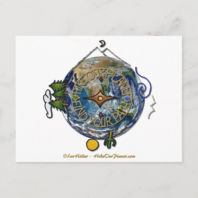 Hike Our Planet Hiker's Soul Compass Earth Postcard (Front)