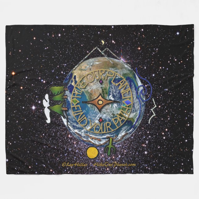Hike Our Planet Hiker's Soul Compass Space Fleece Blanket (Front (Horizontal))
