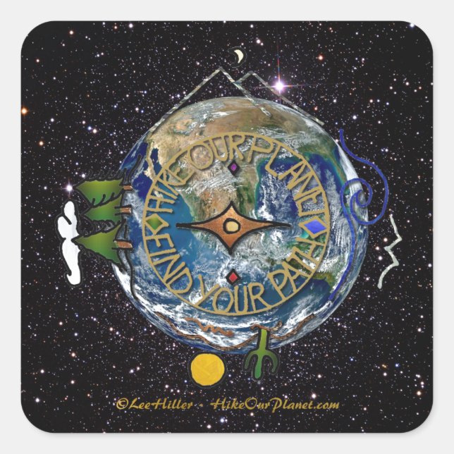 Hike Our Planet Hiker's Soul Compass Space Square Sticker (Front)